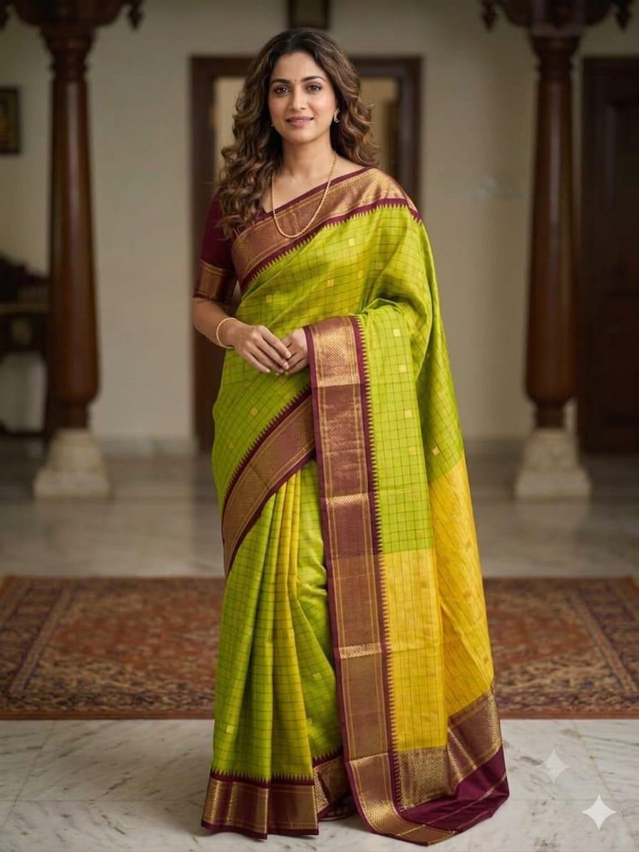 Rani Pink Banarasi Silk Saree with Navy Blue Gold Zari Border